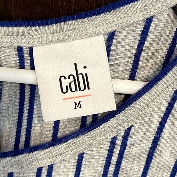 CAbi Ticker Tee Gray Blue Tank Keyhole Back Medium #5569 - Picture 5 of 5